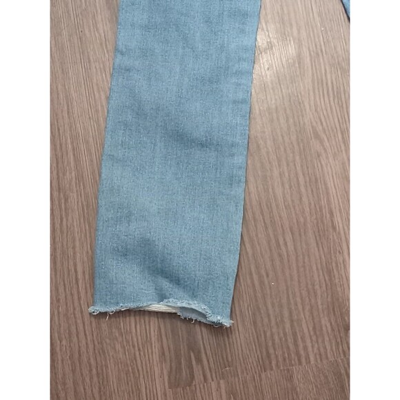 Risen Jeans Juniors Size 25/1  Straight Denim Light Wash Raw Hem midrise - Picture 10 of 16
